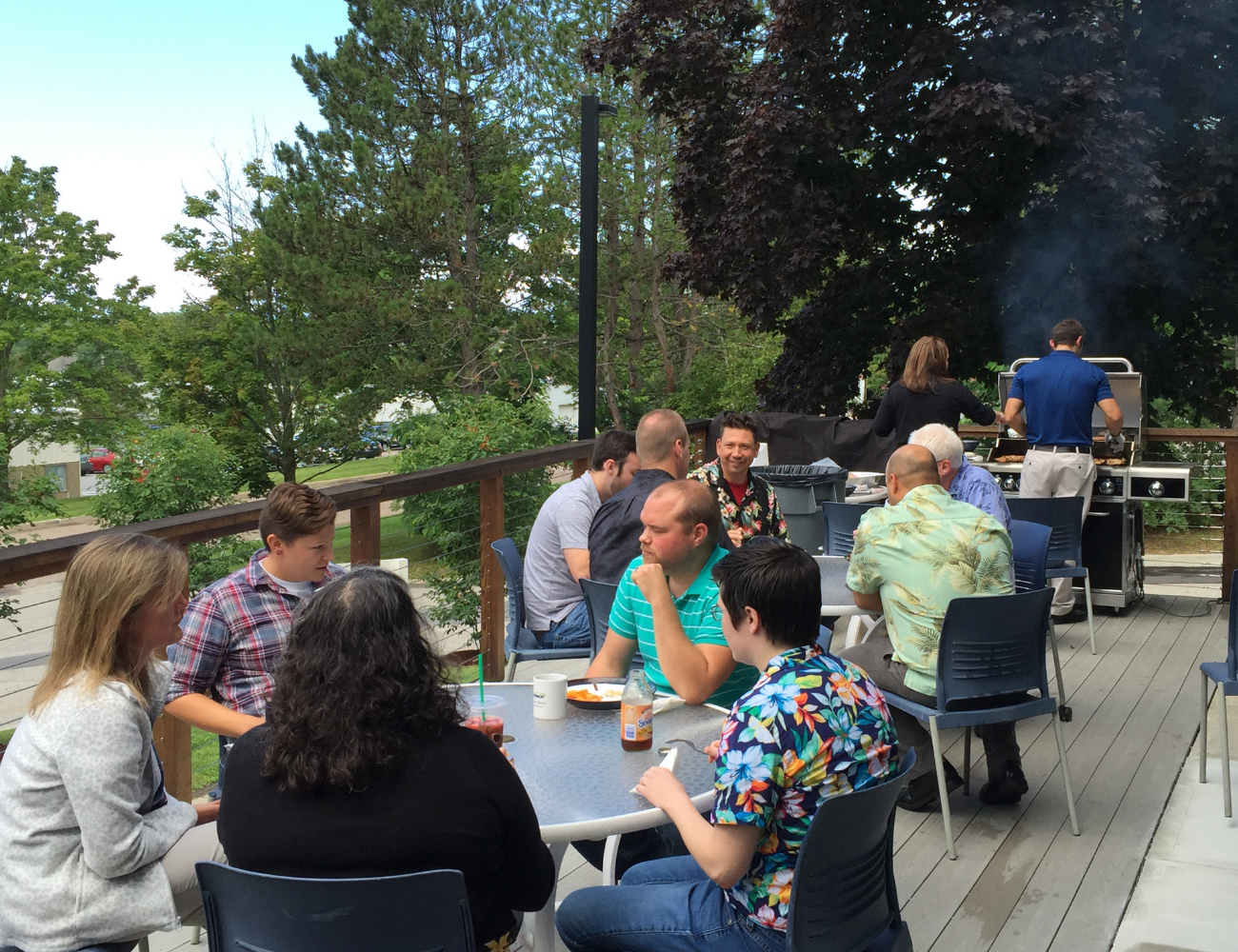 Image of Instrumart employees enjoying a company barbecue.