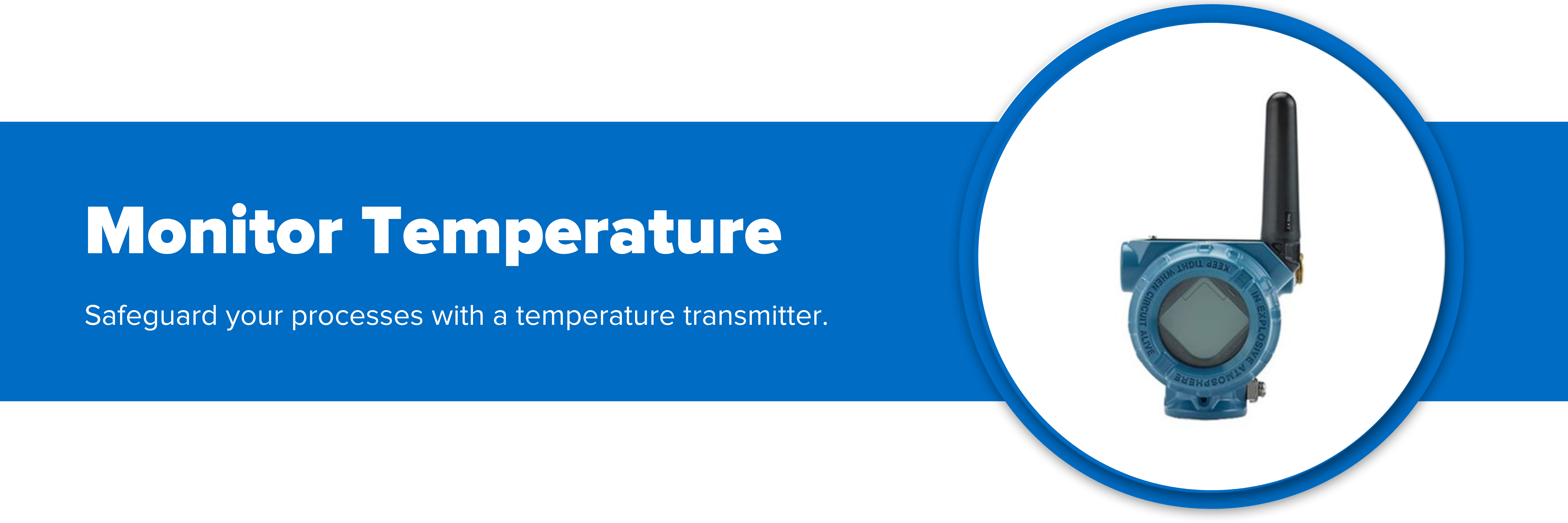 A Rosemount 648 wireless temperature transmitter with the heading 'monitor temperature'